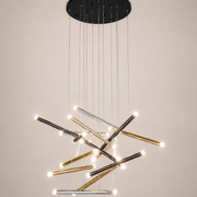 Multicolor metal pendant lamp shaped like flutes